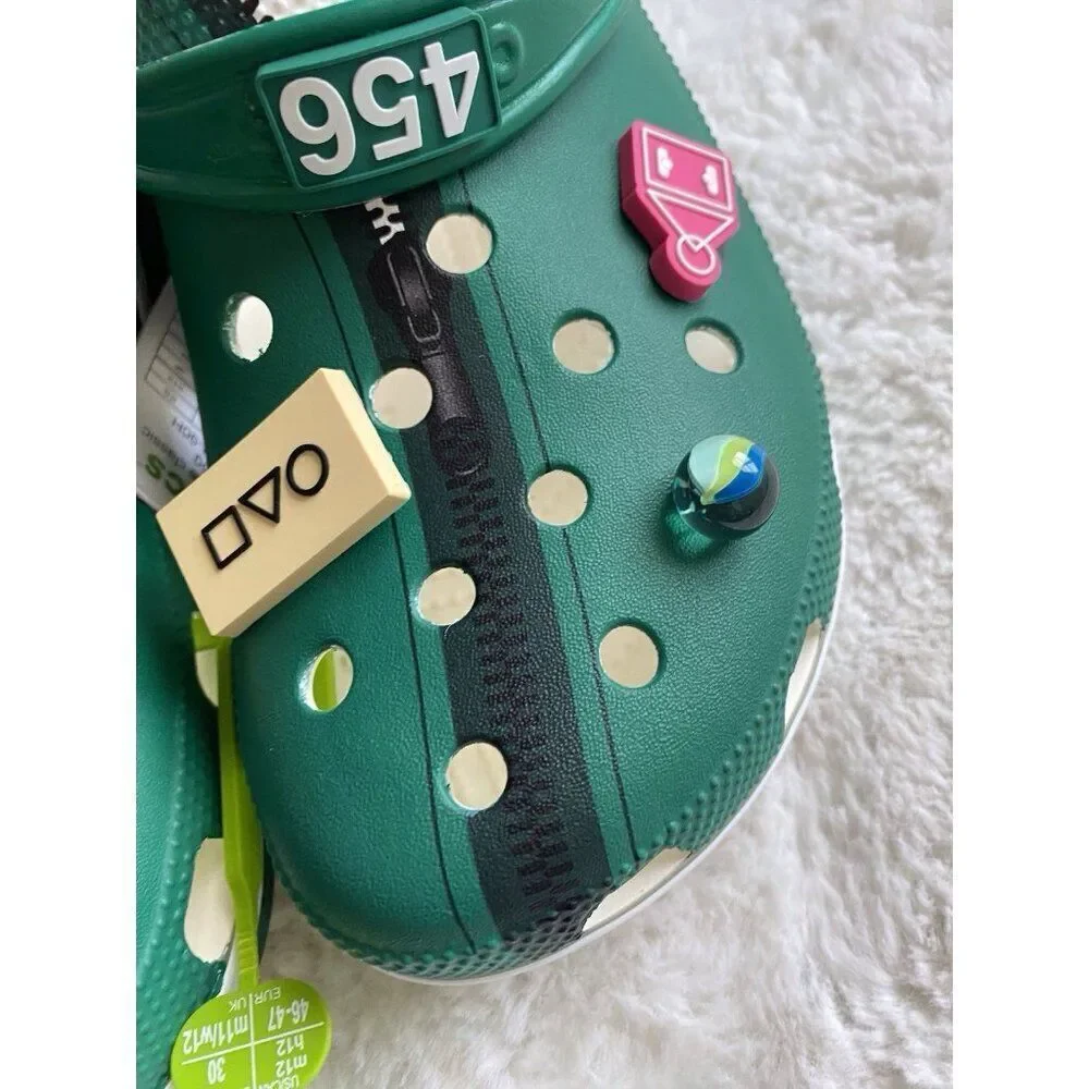Crocs Squid Game Classic Clog Sandals‎ Shoes 210224-90H Men’s Sz 12 With Jibbitz